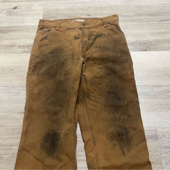 Carhartt Duck Utility Work Pants Mens 34x34 Flex Canvas Carpenter BN3279 READ DE - Picture 6 of 10